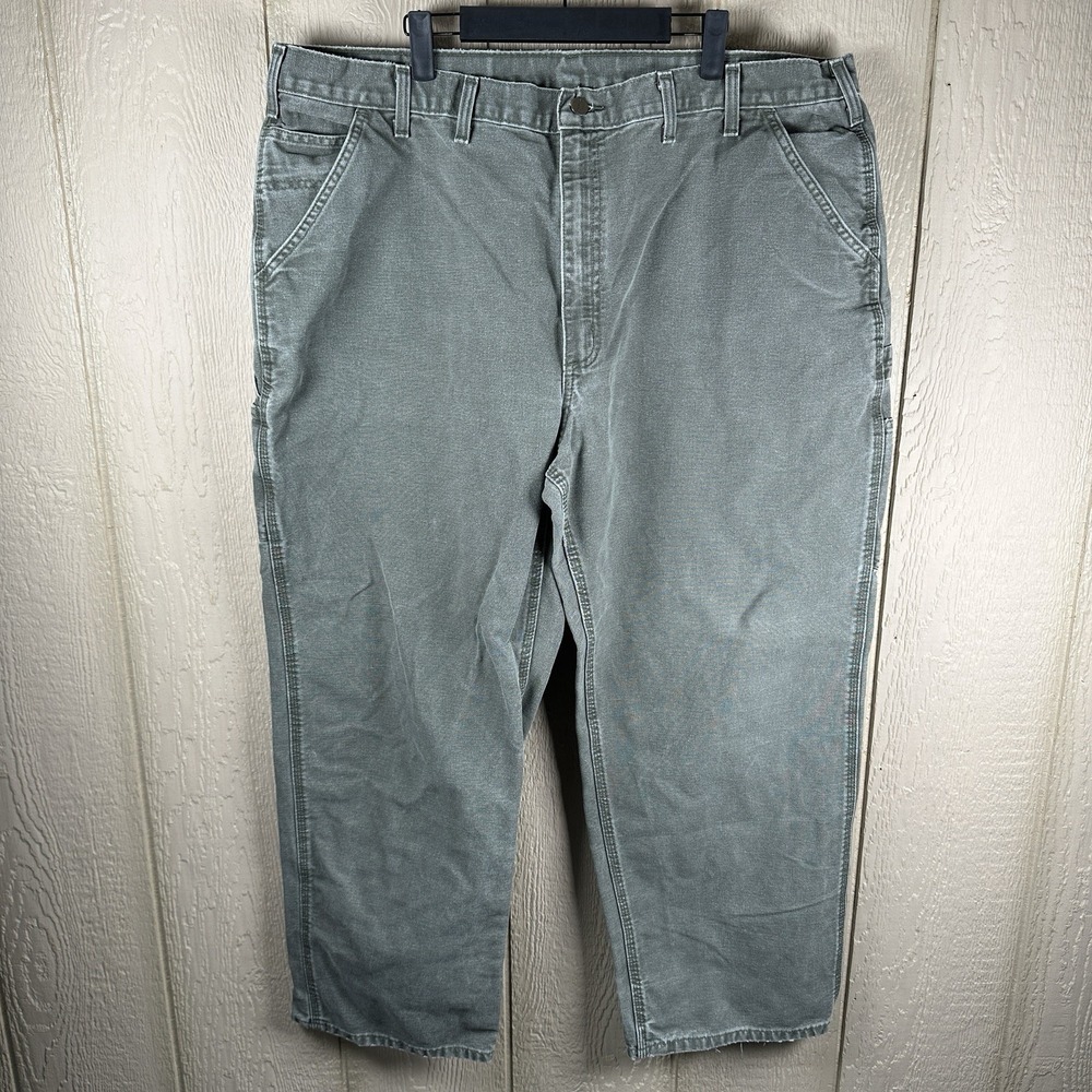 Vintage Carhartt B11 MOS Green Duck Mens 44x30 Carpenter Loop Pants Canvas Work
